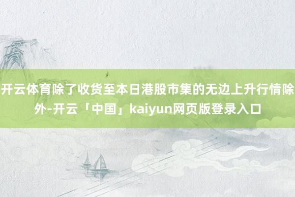 开云体育除了收货至本日港股市集的无边上升行情除外-开云「中国」kaiyun网页版登录入口